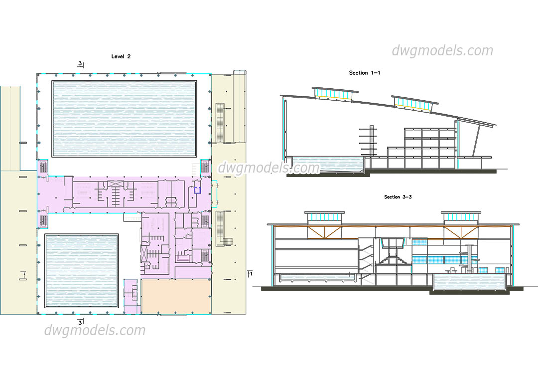 swimming pool autocad drawings